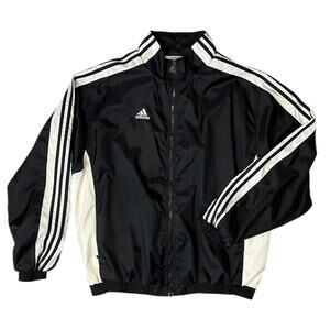 Adidas Black White Track Jacket Zip Up Retro Y2K Windbreaker Men’s XL